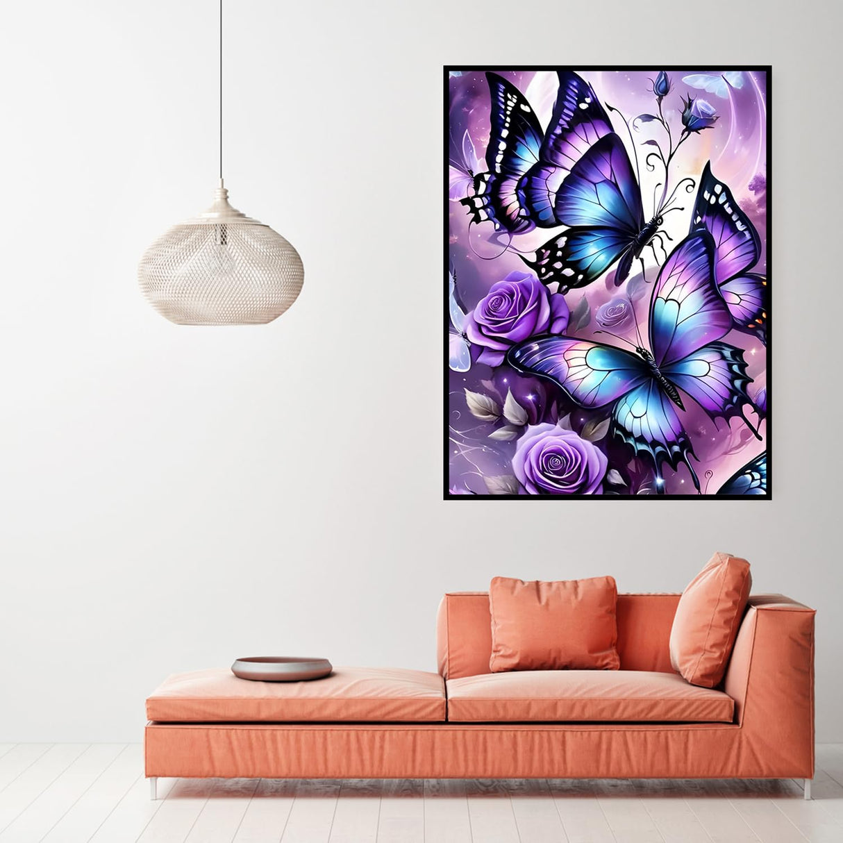 CHWGLFGG 5D Diamond Art Kits for Adults Beginners, Purple Butterfly Diamond Painting Kits, DIY Full Round Drill Paint by Diamonds Dot Gem Art for Adults, Home Wall Decor 12x16 Inch CHWGLFGG