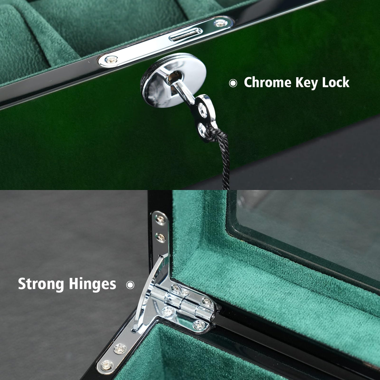 SYENS Watch Box for Men 10 Watches Storage Organizer Case, Smart Watch Display, Green Wood with Soft Suede Interior, Large Glass Window, Gift for Women and Man (10W-GR) SYENS