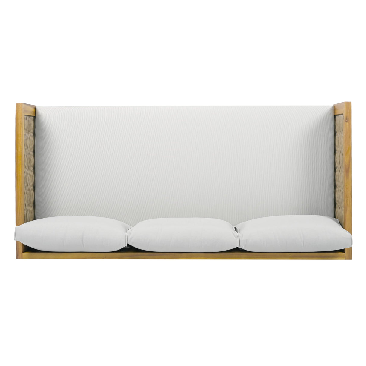 Merax 67.5" Outdoor Patio Daybed 3 Seater Sofa Bed,Acacia Wood Frame with Rattan Arm,Cushion & Pillow for Pool Merax