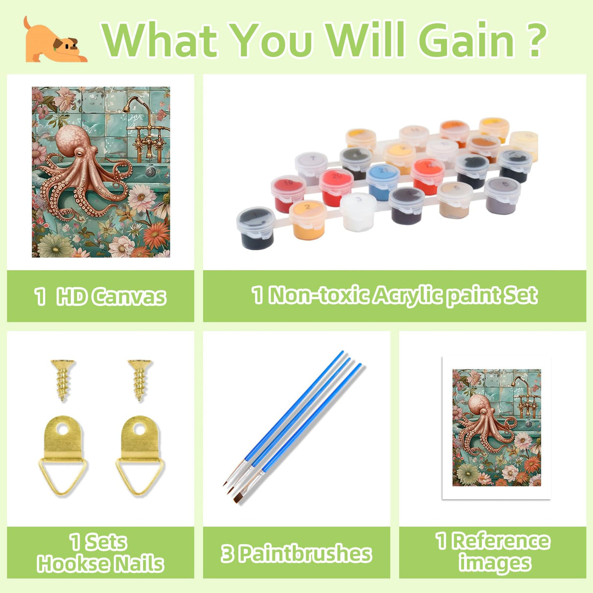 Reivworl Animal Paint by Numbers Kit for Adults, Octopus Paint by Number, Painting by Number for Gifts and Home Wall Decor 16x20Inch Reivworl