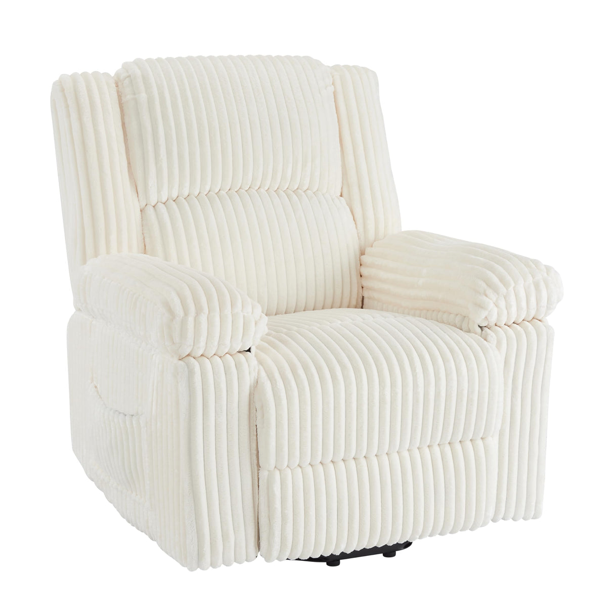 Garvee Corduroy Recliner Chair, Manual Recliner Sofa with Handle, Pillow Top Arms, Thick Padding, Side Pocket, 330Lbs Capacity, Adjustable Recliner for Living Room, Bedroom, Home Theater, White Garvee