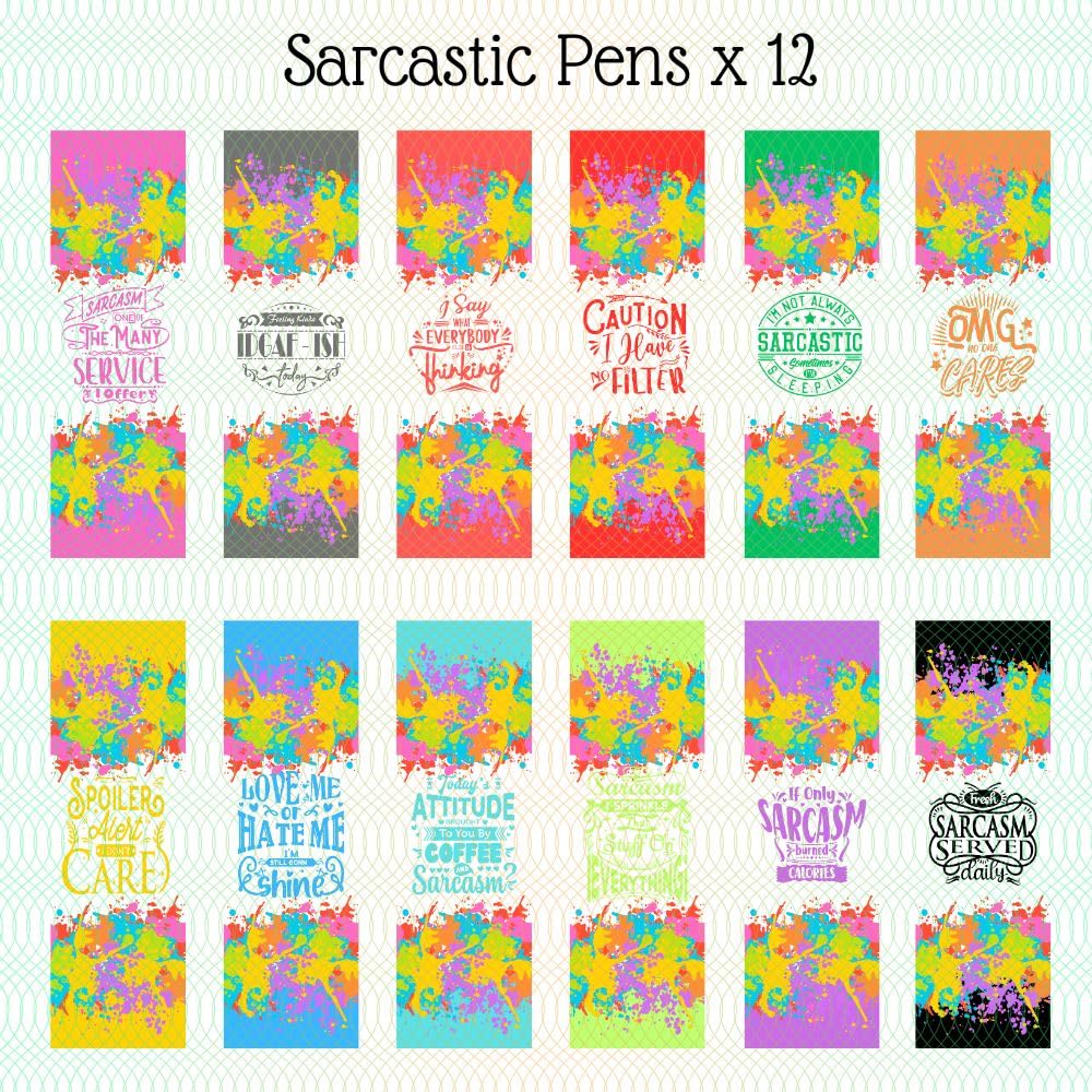 12 PC Funny Pens Sublimation Fun Ink Pen Bulk Set Rude Snarky Sassy Daily Sarcastic Quote Crude Word Sayings Humor Work Office Gag Writing Instruments Supplies Coworkers Gifts Novelty for Adults YJ PREMIUMS