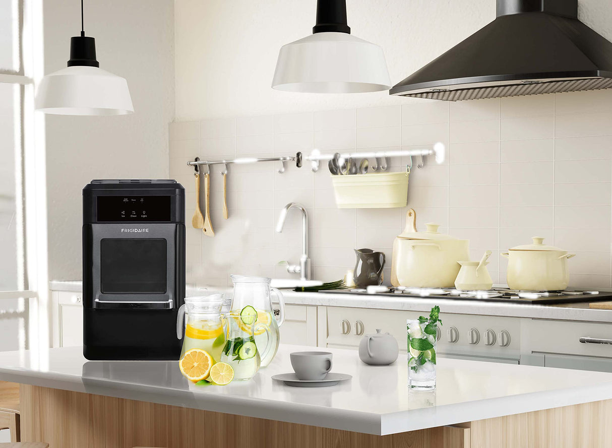 Frigidaire EFIC237 Countertop Crunchy Chewable Nugget Ice Maker, 44lbs per day, Black Stainless Frigidaire