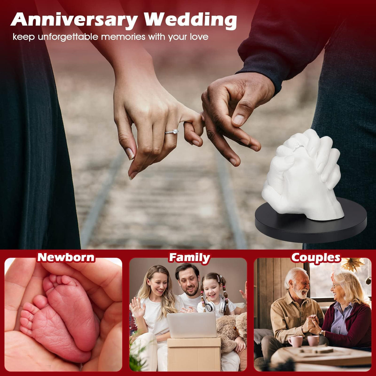 LTDSOAR Hand Casting Kit, Couples with Practice Kit, Hand Mold Kit for Adults & Kids, Romantic Anniversary Wedding Birthday for Her or Him,Boyfriend Girlfriend Unique LTDSOAR