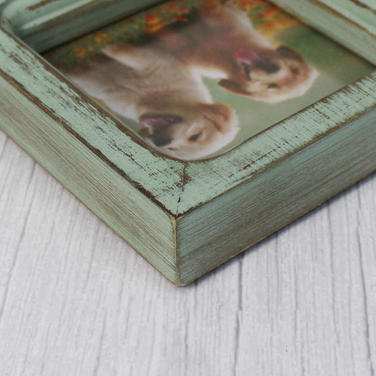 CVHOMEDECO. 4x4 Picture Frame Made of Solid Wood High Definition Glass Rustic Vintage Designs Small Photo Frame for Tabletop Display and Wall Mounting, Distress Teal CVHOMEDECO.
