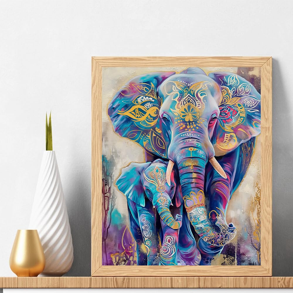 Natuyalo Animals Paint by Numbers Kit for Adults - Elephants Family Paint by Number on Canvas Without Frame, DIY Acrylic Painting for Ideal Gift Home Wall Decor (16x20 Inch) Natuyalo
