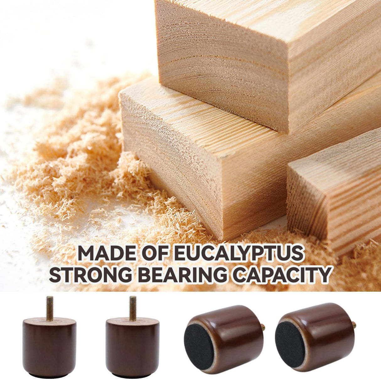 Savagrow Round Wooden Furniture Legs 2 Inch Wooden Replacement Legs for Furniture Sofa Table Cabinet Set of 4 (Brown) Savagrow