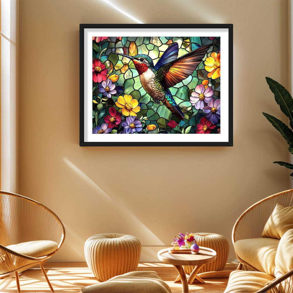 Hummingbird Diamond Art Paintings Flowers 5D Diamond Painting Kits for Adults Beginners DIY Stained Glass Diamond Art Kits Full Drill Gem Art Crafts for Adults Bird Wall Art Decor Gift 16x12 Inch PINFFSHU