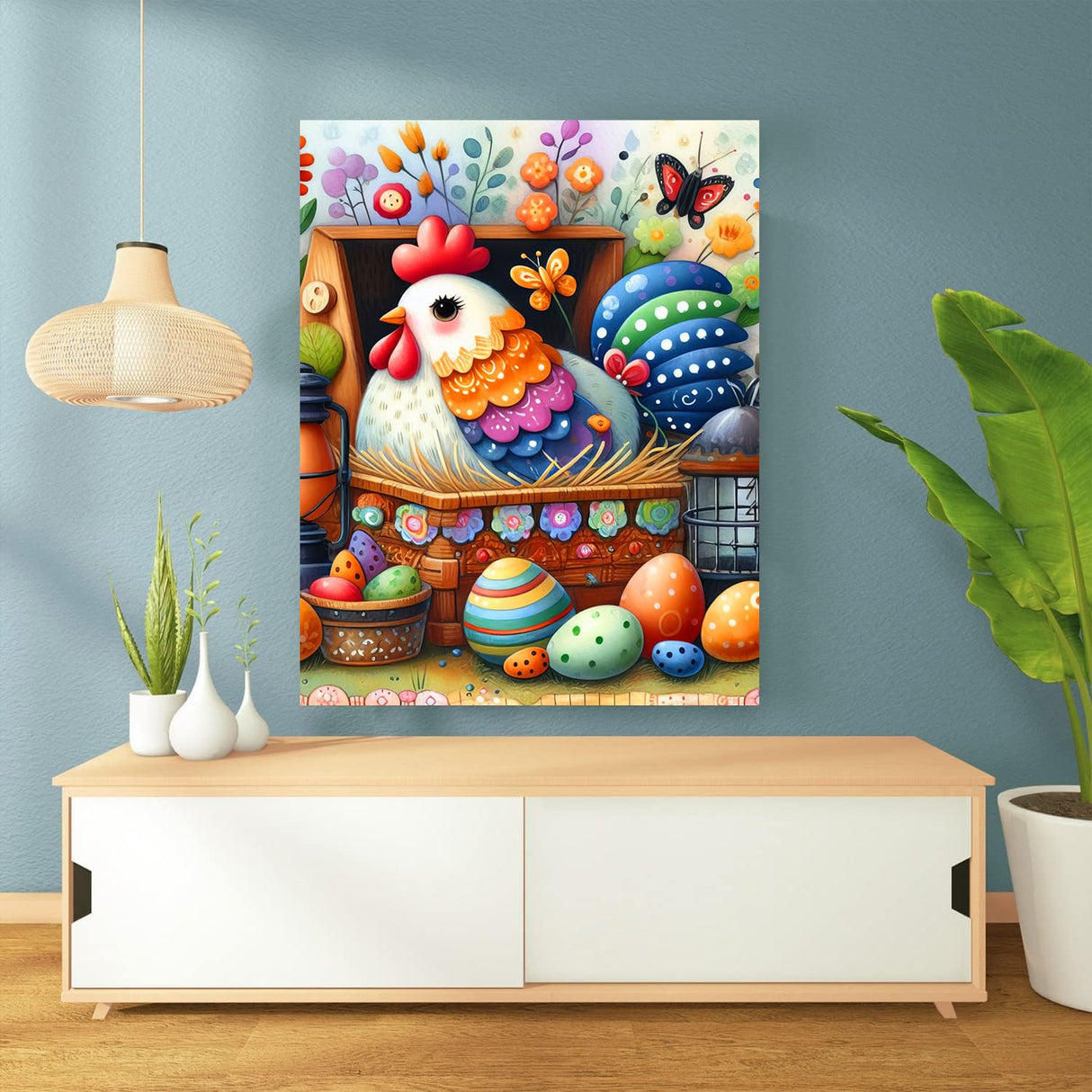 Easter Chicken Diamond Art Kits for Adults-Easter Eggs Diamond Painting Kits for Adults, DIY 5D Spring Full Drill Gem Art Crafts Kits for Home Wall Decor 12x16 in Axquilon