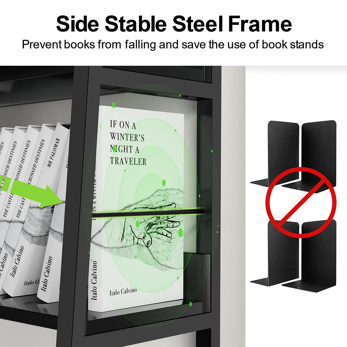 Himimi Black Ladder Bookshelf, 5 Shelf Bookcase Industrial Bookshelf Wood and Metal Bookshelves, Plant Flower Stand Rack Book Storage Shelves for Living Room, Bedroom, Home Office Himimi