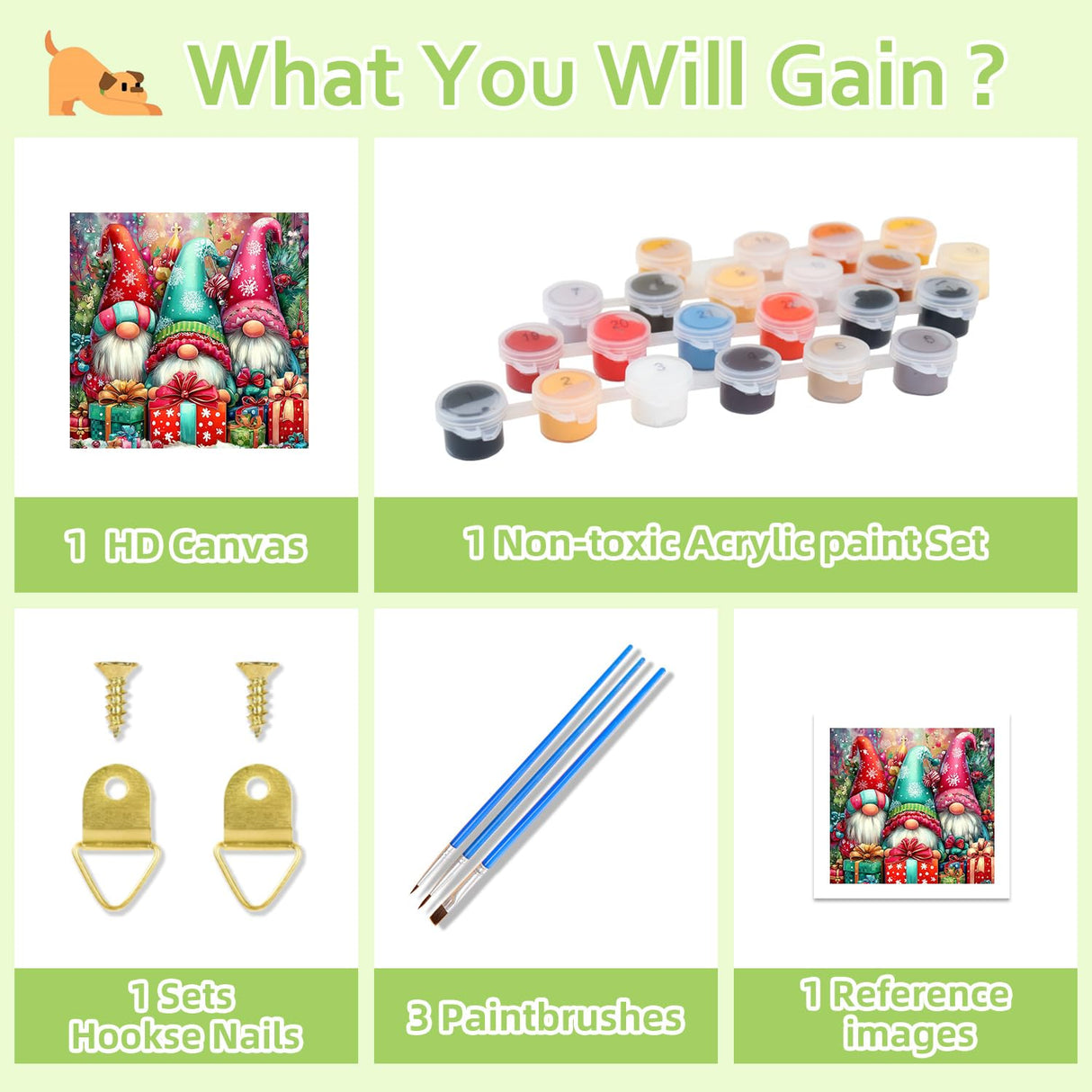 Reivworl Christmas Paint by Numbers Kit for Adults Beginners, Gnome Paint by Numbers, Adult Paint by Number Kits for Gifts and Home Wall Decor 16x16 Inch Reivworl