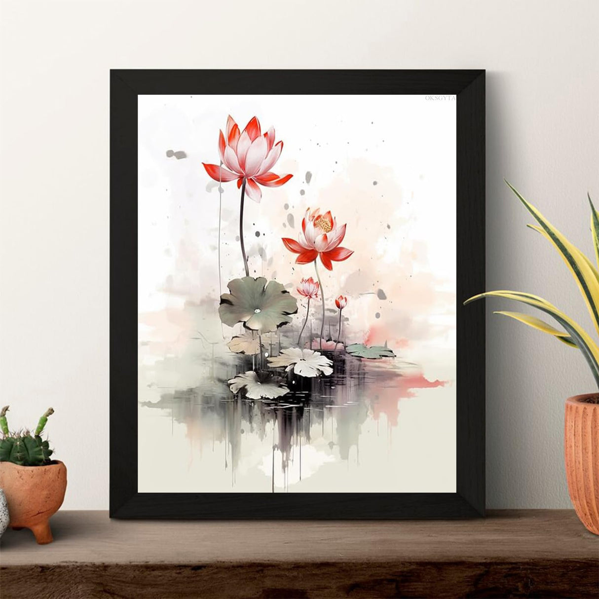 OKSGYTA Adults' Paint-by-Number Kits, Chinese Style Lotus, DIY Acrylic Painting Kit for Hand Art, 40x50cm, Without Frame OKSGYTA