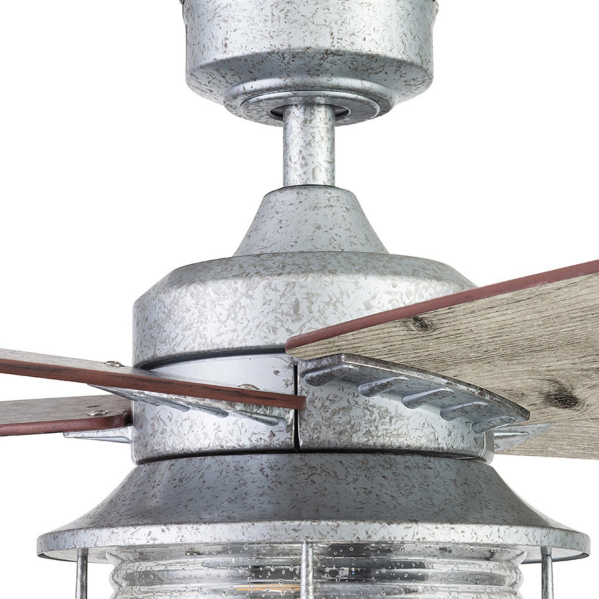 Honeywell Ceiling Fans Foxhaven Farmhouse 52 Inch Ceiling Fan with Light, Outdoor Fan/Indoor Dual-Mount LED Ceiling Fan, 5 Blades, Ebony and Silver Oak Blade Finish Options, Galvanized (51631-01) Honeywell Ceiling Fans