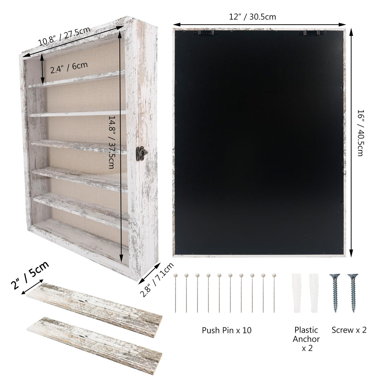 FramePro Shadow Box Frame Display Case 12x16 with Removable Shelves, Deep Memory Box Trinket Knick Knack Shelf Cabinet for Collector, Keepsake Coins Military Medals Wedding Flowers White FramePro