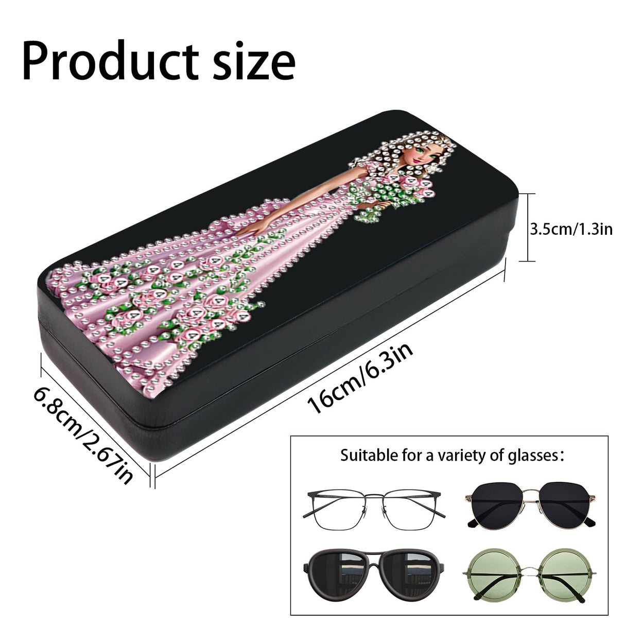 AiYuanzsh 5D Diamond Painting Glasses Case for Adults, DIY Rhinestone Crystal Diamond Art Eyeglass Holder, Handmade Princess Goddess Sunglass Storage Box, Elegant Travel Craft Gift AiYuanzsh