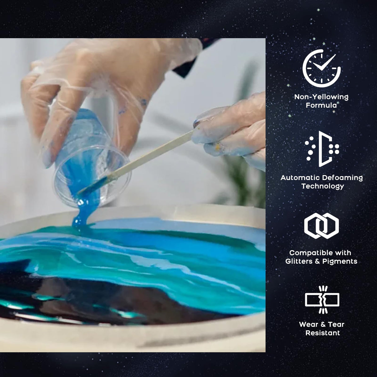 DR. RESIN Epoxy Resin 64oz Kit, Self-Leveling, High Gloss, UV Impact Resistance Epoxy for Table Top Coat, DIY Jewelry Making DR. RESIN