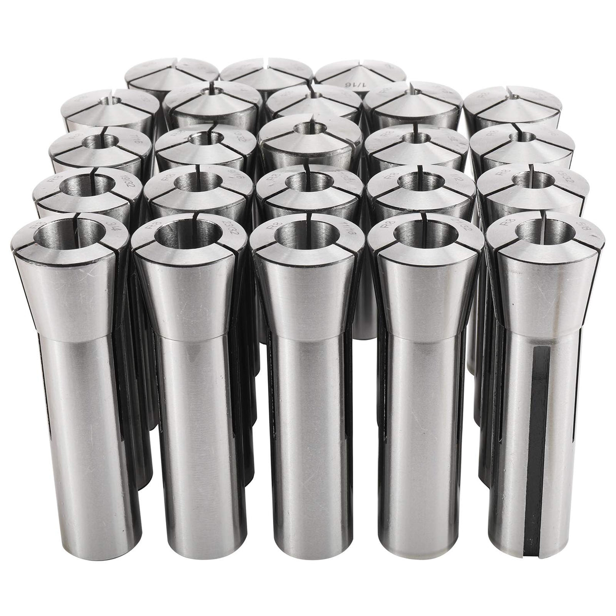 BTSHUB 23pc 1/16-3/4 inches Precision R8 Collets Set Mill Chuck Holder Hardened T.I.R. 0.0006" Lathe BTSHUB