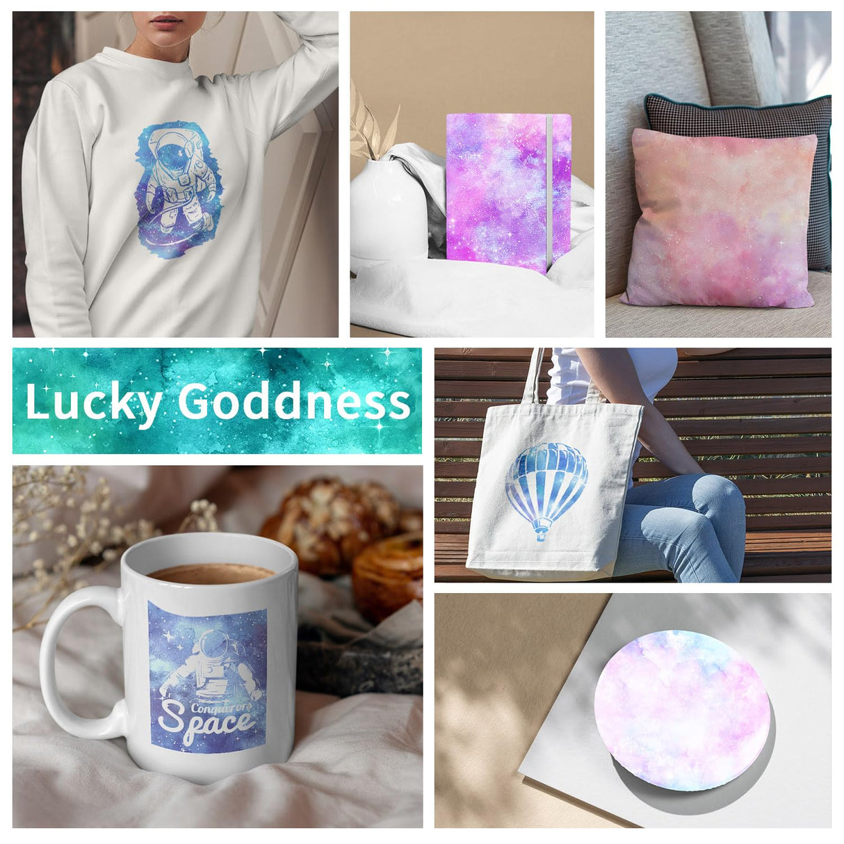 Watercolor Transfer Sheets, 12x12" Pre-ed Sublimation Paper for DIY T- Shirts, Mug Heat Press, Coaster Blank Lucky Goddness