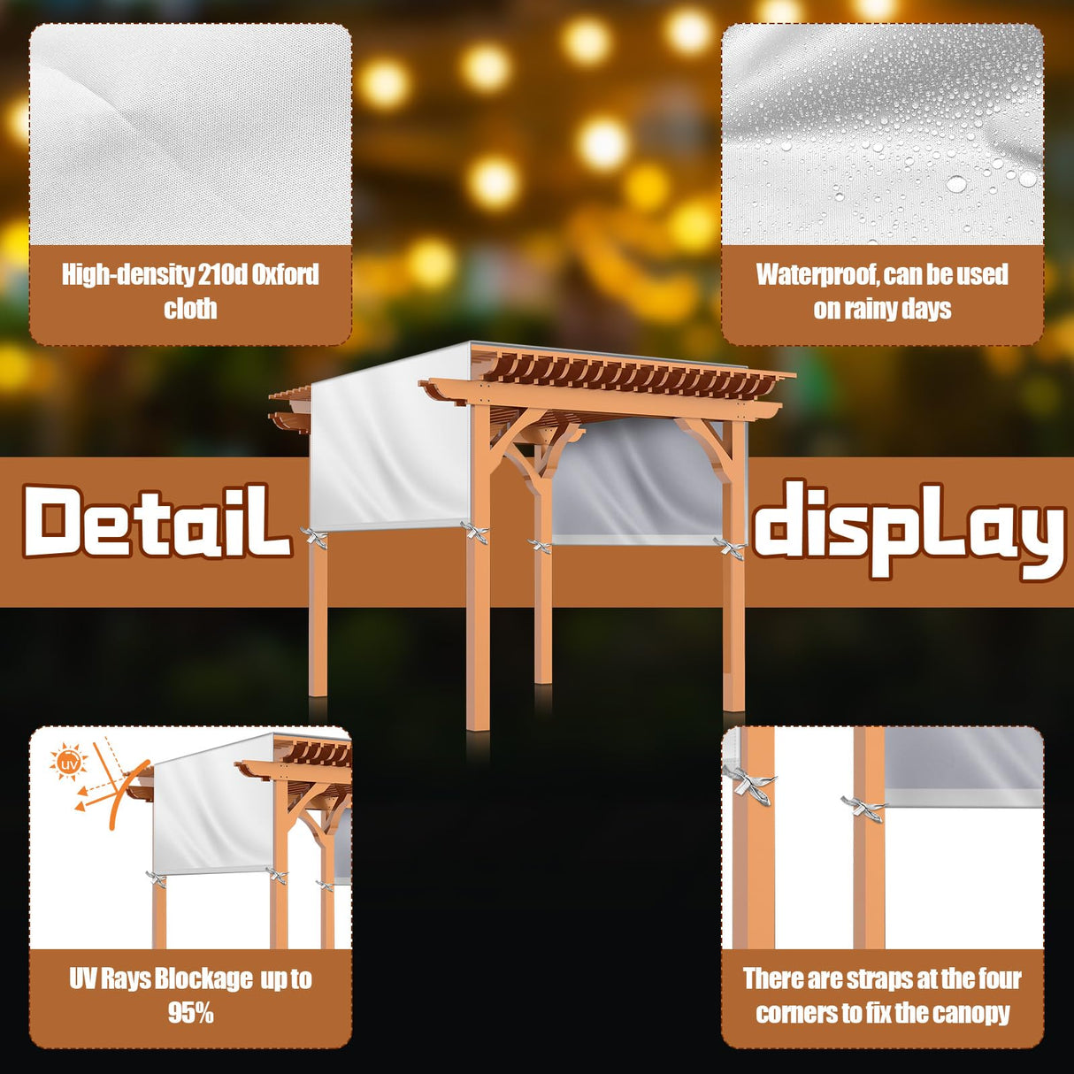 Wowangce Universal Pergola Replacement Canopy Outdoor Canopy Shade Cover Beige Waterproof Shade Canopy Top Cover for Outdoor Patio Porch Backyard(12 x 10 Ft) Wowangce