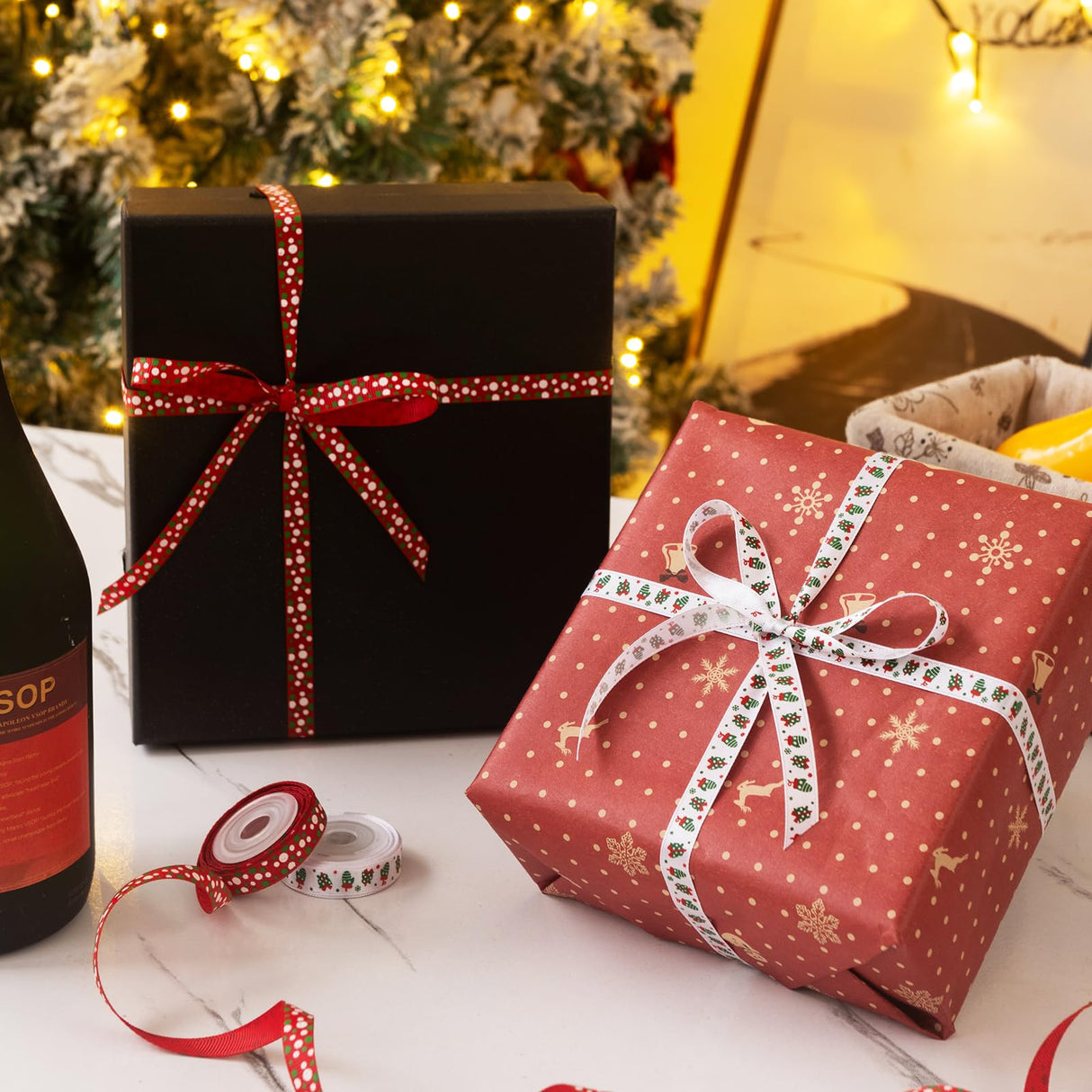 20 Rolls 100 Yards Christmas Ribbon for Gift Wrapping, 3/8 Inch Wide Grosgrain Ribbon, Thin Christmas Ribbon for Holiday Christmas Tree DIY Crafts expectation