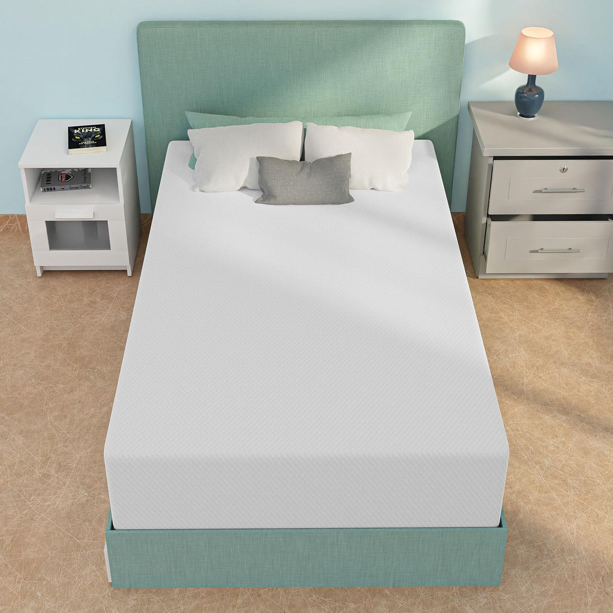 12 Inch Twin Mattress, Gel Memory Foam Twin Size Mattress, Pressure Relieving, Cooling Gel Foam, Twin Mattress in a Box, Certipur-Us Certified, Bed-in-a-Box, Twin, 75"L x 39"W x 12"Th, White NChanmar