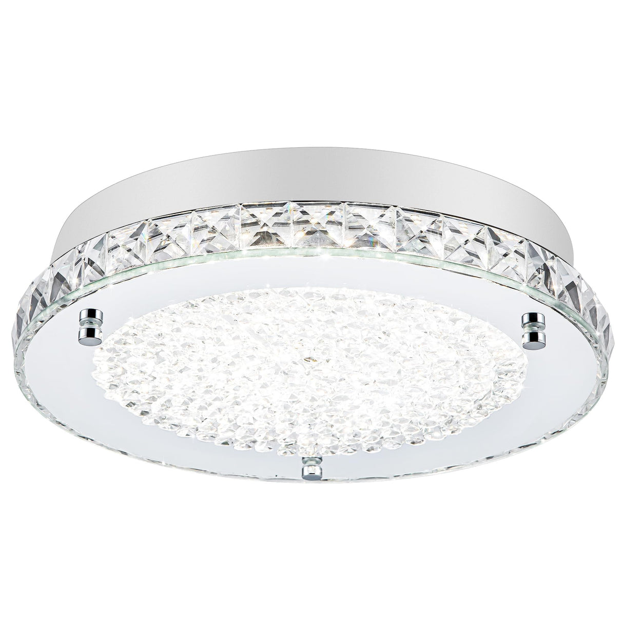 Lzawvm Crystal Ceiling Light Fixture, Flush Mount Bedroom Bathroom Hallway Light, 4000K LED Dimmable, 18W Lzawvm