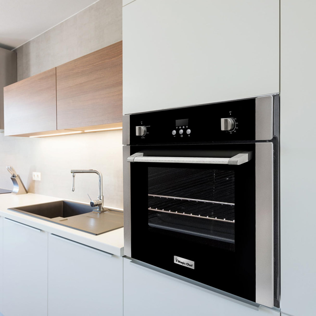 Magic Chef Single Electric Wall Oven with Convection Feature for Cooking & Baking, 24" Magic Chef