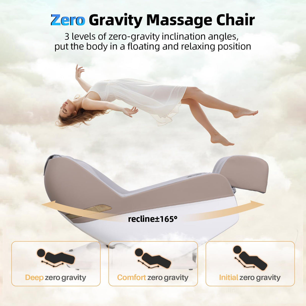 Massage Chair Full Body, Zero Gravity 3D SL-Track Shiatsu Massage Recliner Chair with Auto Modes, Airbag Massage, Wheels for Easy Movement, Compact Design for Quality Comfort, Gray Msutree