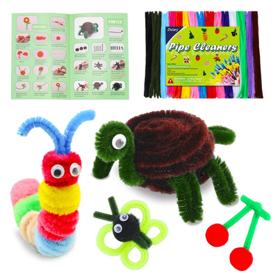 Zlulary Pipe Cleaners Craft, Pipe Cleaners Craft Supplies, Pipe Cleaner, Art and Crafts Kit with Instructions, Pipe Cleaner Art Kits DIY Arts Crafts Decorations