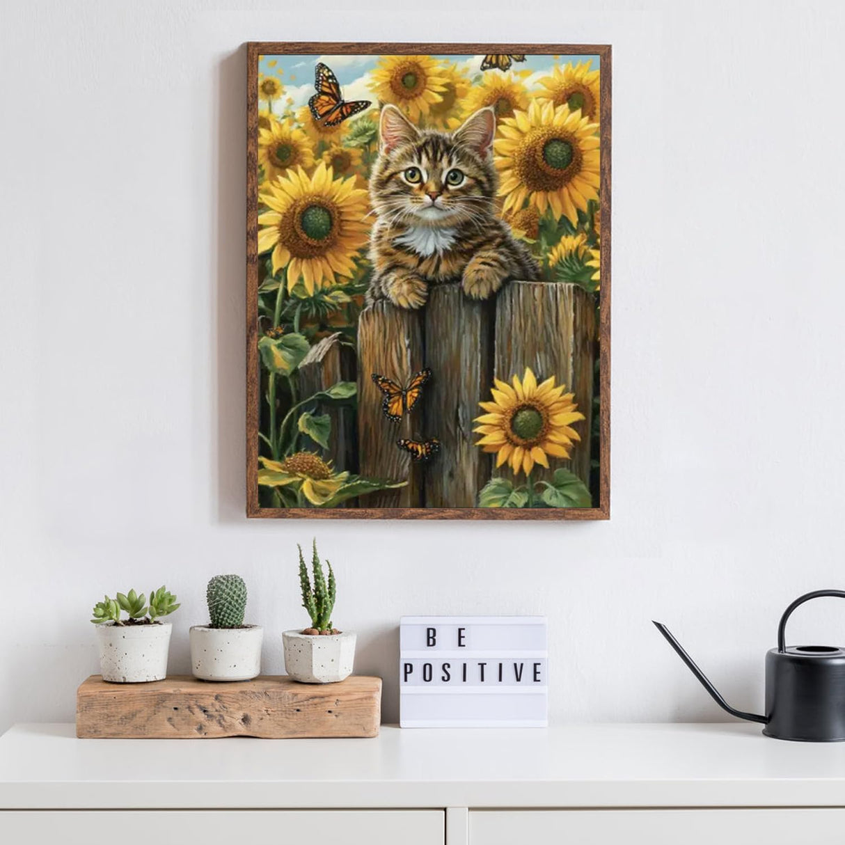 AIBOERL Sunflowers Cat Diamond Art Kits for Adults,Cat 5D Diamond Painting Kits for Adults Beginners,DIY Full Round Drill Diamond Dot Painting Gem Art Kits for Adult,Home Wall Decor 12x16Inch AIBOERL