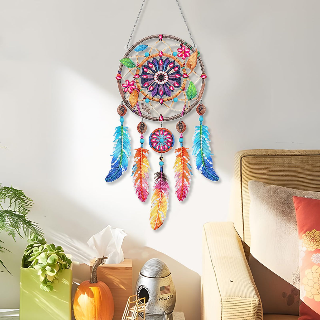Sunovate DIY Dream Catchers Diamond Painting Kit - Handmade Craft for Boho Decor, Symbol of Good Dreams & Positive Energy, All-Inclusive Crafts for Adults (Vibrant) Sunovate