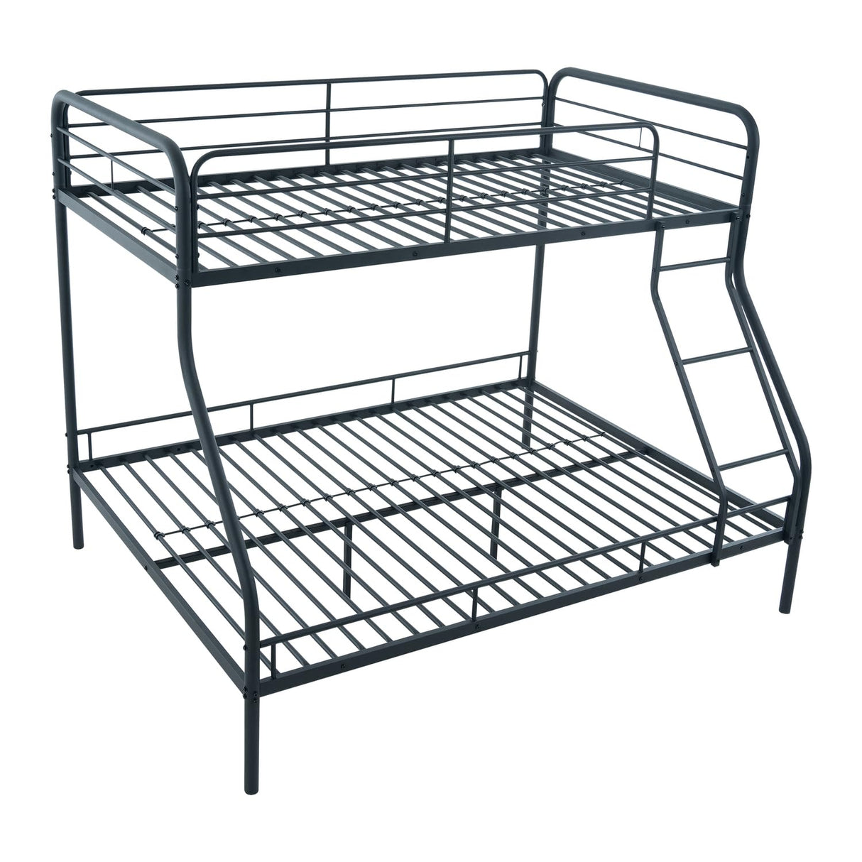 Naomi Home Twin Over Full Metal Bunk Bed with Safety Guardrails, 800 lbs Capacity, Angled Ladder, Underbed Storage, Black, Modern Design Naomi Home