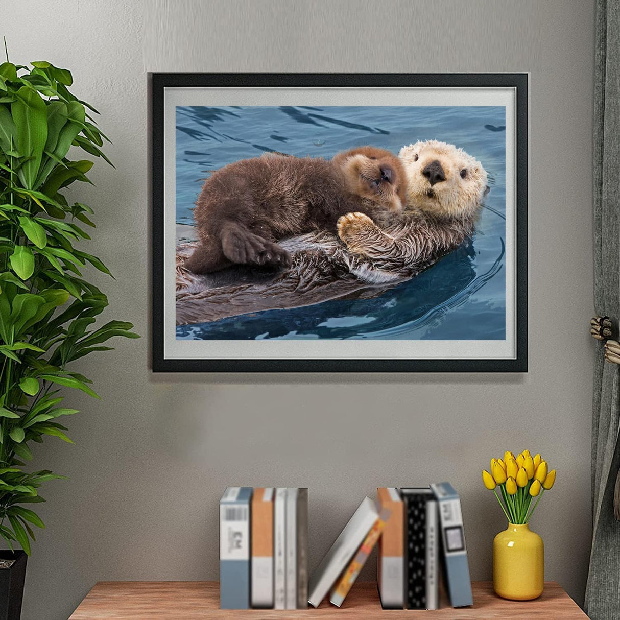 Diamond Art Painting Wildlife Animal Wall Decor Sea Otter & Pup Baby (4) Kit for Adults Full Drill Diamond Art Painting by Number Kits Gem Art Wall Home Decor(15.8 x11.8inch) WoodArtSupply