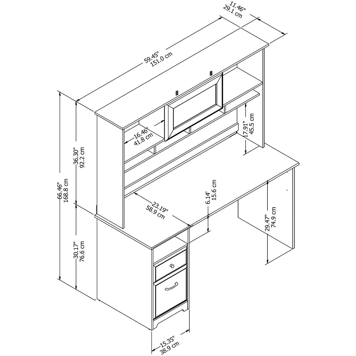 Bush Furniture Cabot 60W Computer Desk with Hutch and Drawers in Espresso Oak Bush Business Furniture