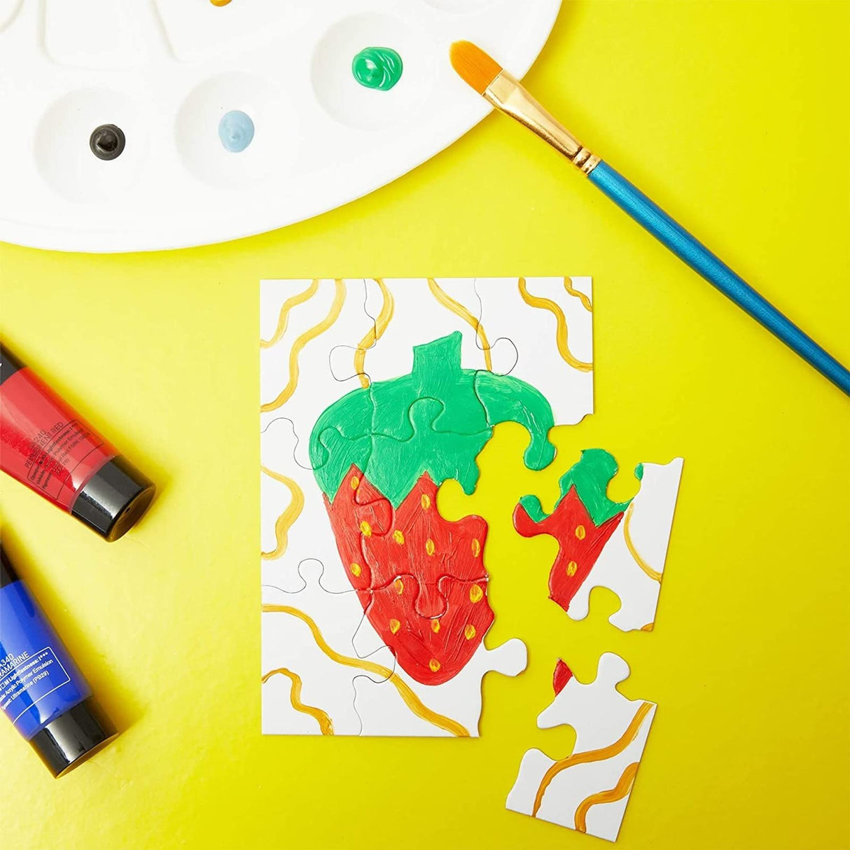 Bright Creations 24 Sheets Blank Puzzles to Draw On Bulk, 5.5 x 4 Inch Jigsaw Puzzle Pieces for DIY, Arts and Crafts Projects Bright Creations