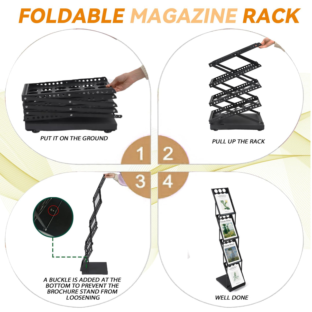 Estleys Trade Show Literature Stand Display Rack, Magazine Brochure Catalog Display Stand, Magazine Floor-Standing with Portable Oxford Bag for Office Store Exhibition Trade Show (Black) Estleys