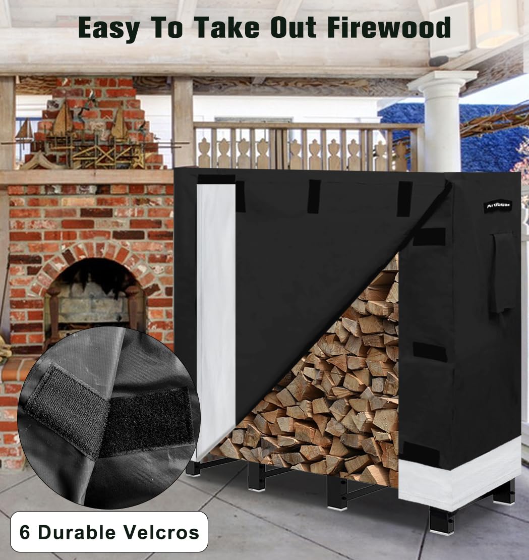 Artibear Firewood Rack Stand 4ft Heavy Duty Logs Holder with Cover Artibear