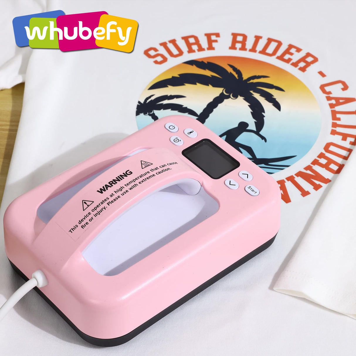 Whubefy Smart Heat Press Machine for T Shirts 7x5 Portable APP Control Easy Press Dual-Tube Fast Heat Up w/Insulated Base & Ceramic-Coated Heat Plate, Built-in Bluetooth Mini Iron for Small Projects Whubefy