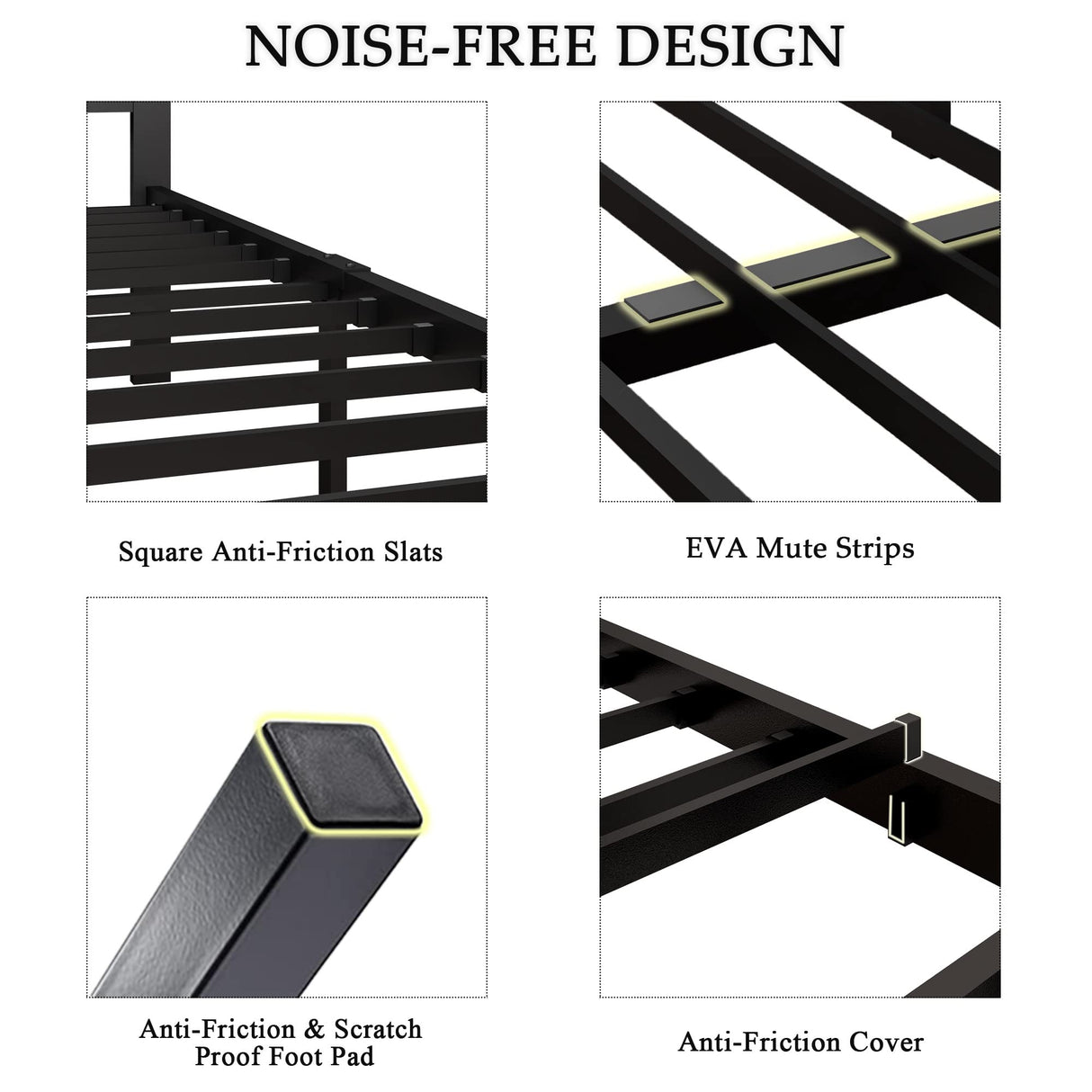 Feonase Twin Size Metal Bed Frame with Fabric Button Tufted Headboard, Platform Bed Frame with Heavy Duty Metal Slats, 12" Storage Space, Noise Free, No Box Spring Needed, Dark Grey Feonase