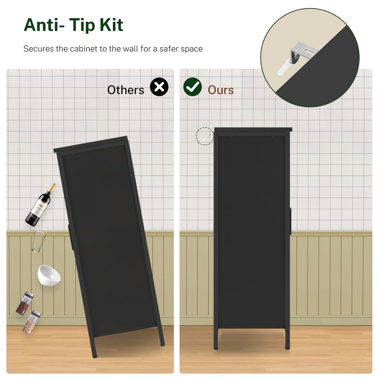 FIONESO Storage Cabinet, Small Cabinet with Barn Doors, Farmhouse Cabinet with Shelf, Black Cabinet for Living Room, Dining Room, Entryway, Black FIONESO