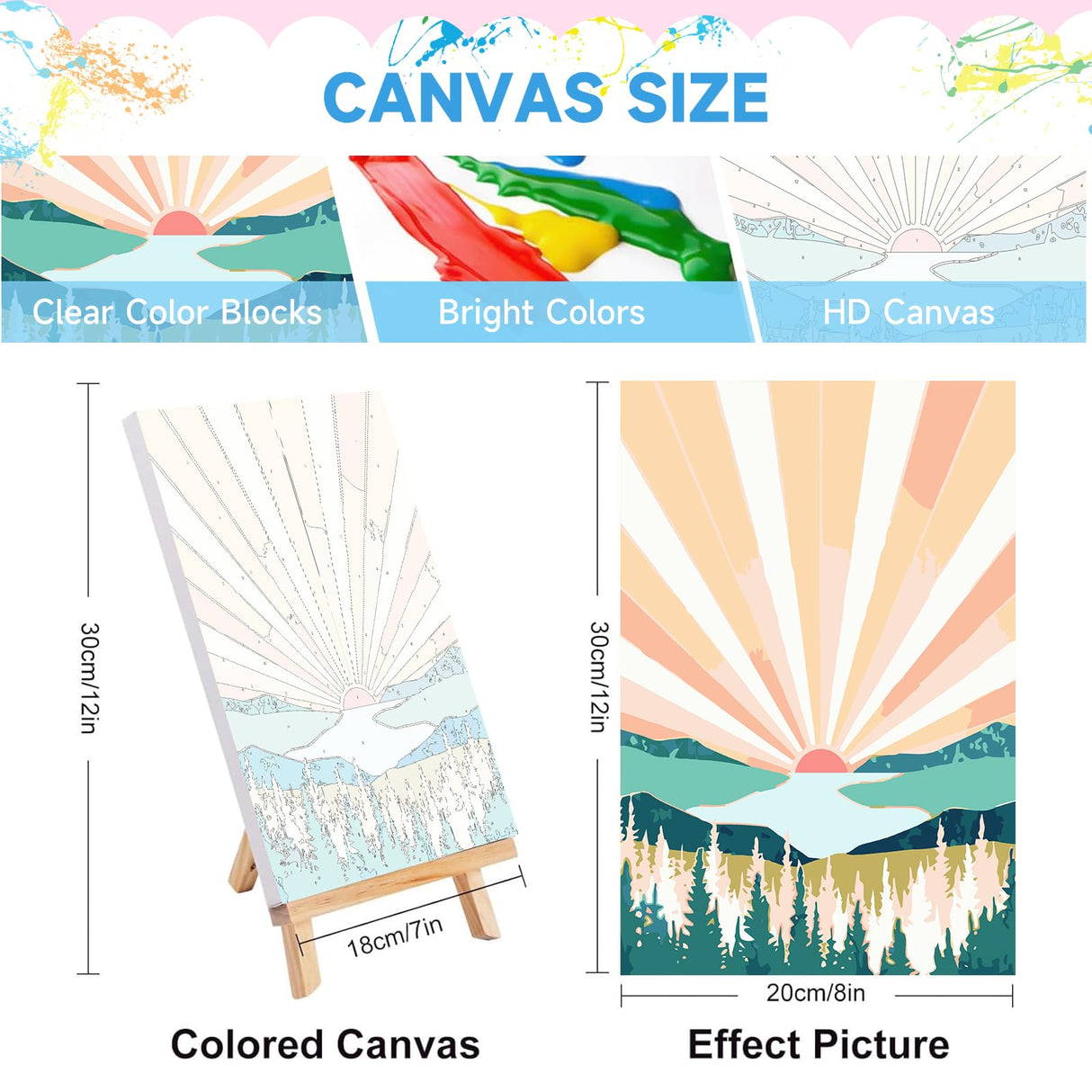 Julouyn 4 Pack National Park Paint by Numbers Kit for Adults with Framed, Sunset Sunrise Mountain Easy Paint by Number Kits On Canvas with Wooden Easel, Painting by Numbers for Beginner Gift 8x12 in Julouyn