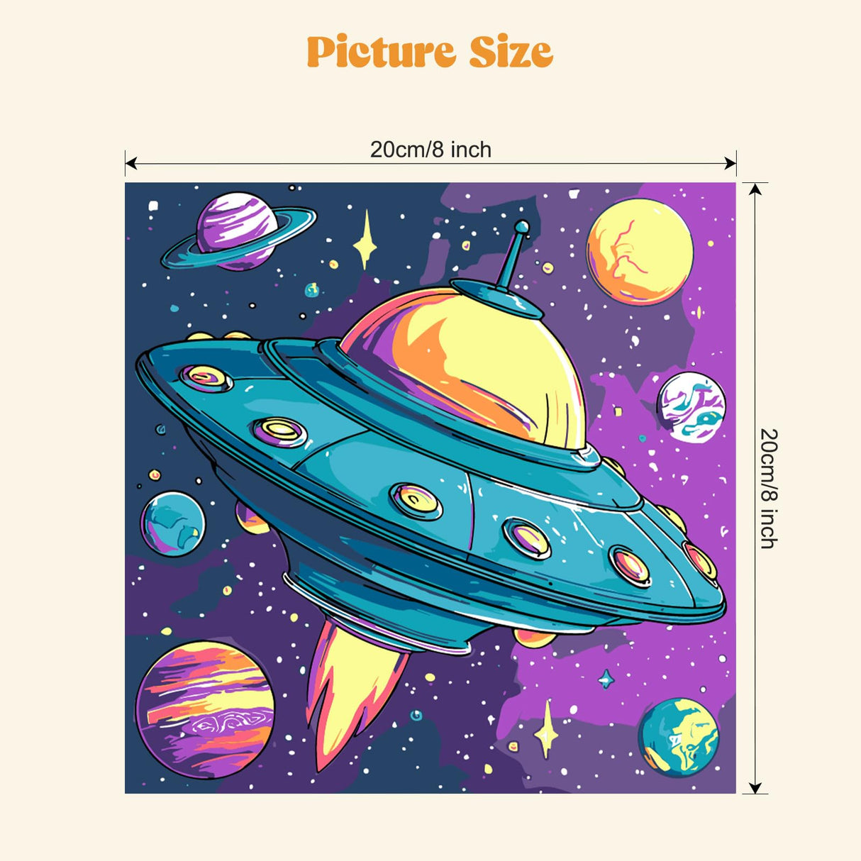 MXJSUA 4 Pack Cartoon Rocket Ship Paint by Numbers Kit with Framed Canvas for Ages 6-12 Kids, Paint by Numbers Kits for Children Beginners, Acrylic Oil Painting for Home Wall Decor Gift (8x8 inch) MXJSUA