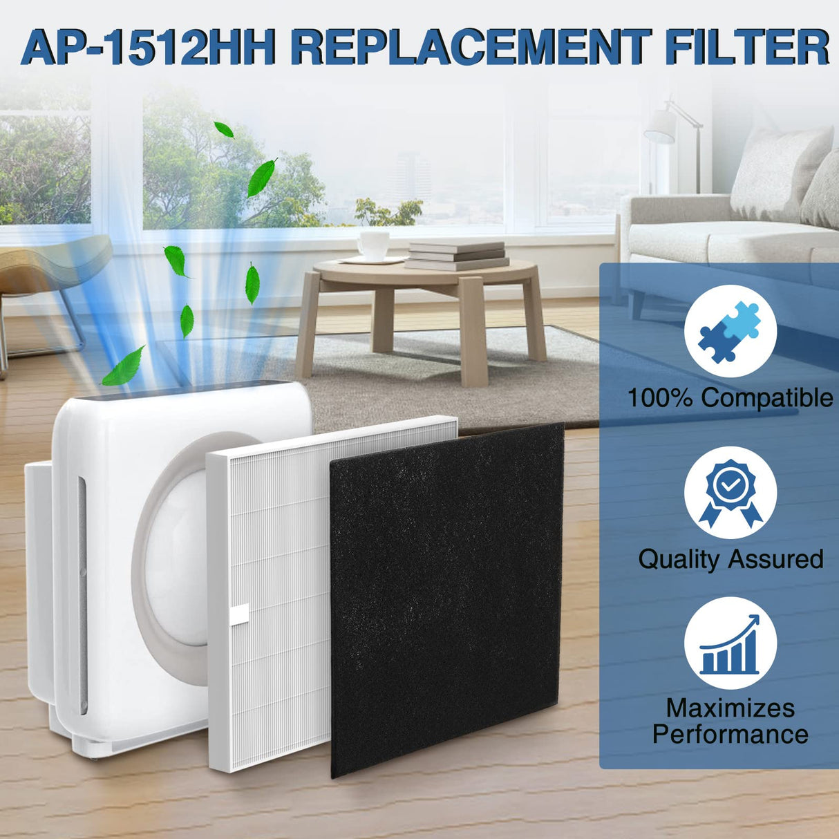 AP-1512HH Air Purifi-er Replacement Filter Set Compatible with Coway Airmega AP-1512HH Air Purifi-er and Airmega 200M Air Purifi-er, 1 True HEPA and 2 Carbon Pre-Filters Part # 3304899 Cabiclean