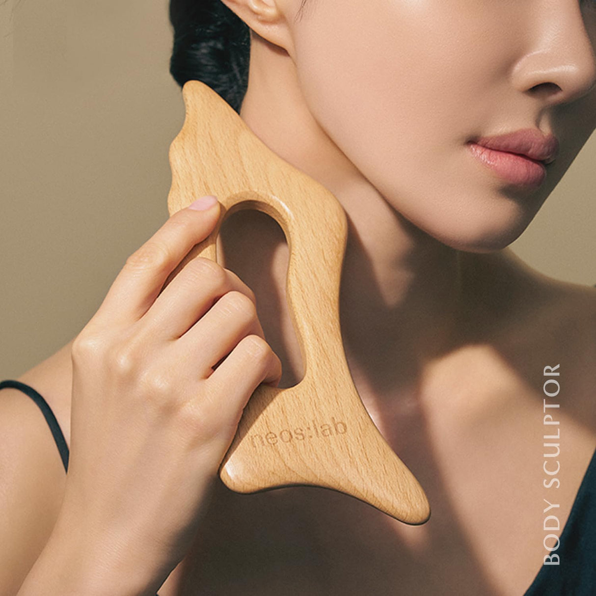 neos:lab Body Sculptor - Beech Wood Massage Tool, Portable & Lightweight Scraping Massage Tools, Wood Gua Sha, Relieve Tensed Muscle, Lymphatic Massage to Help Face & Body Circulation neos:lab