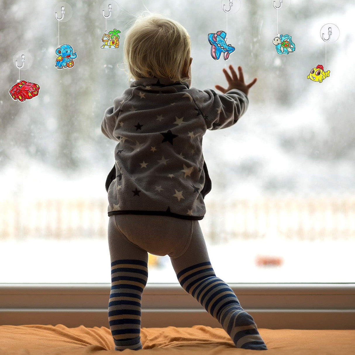 WILLBOND 24 Pieces Sun Catchers Craft Assorted Sun Catcher Kits for Art Window SunCatchers with 24 Pieces Suction Cups for Painting Crafts Christmas Home Decor Supplies WILLBOND