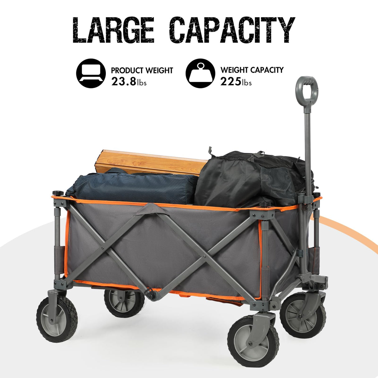 PORTAL Collapsible Wagon Cart, Heavy Duty Foldable Wagon Carts with Wheels, Folding Utility Wagon for Camping, Shopping, Garden, Sports, Beach PORTAL