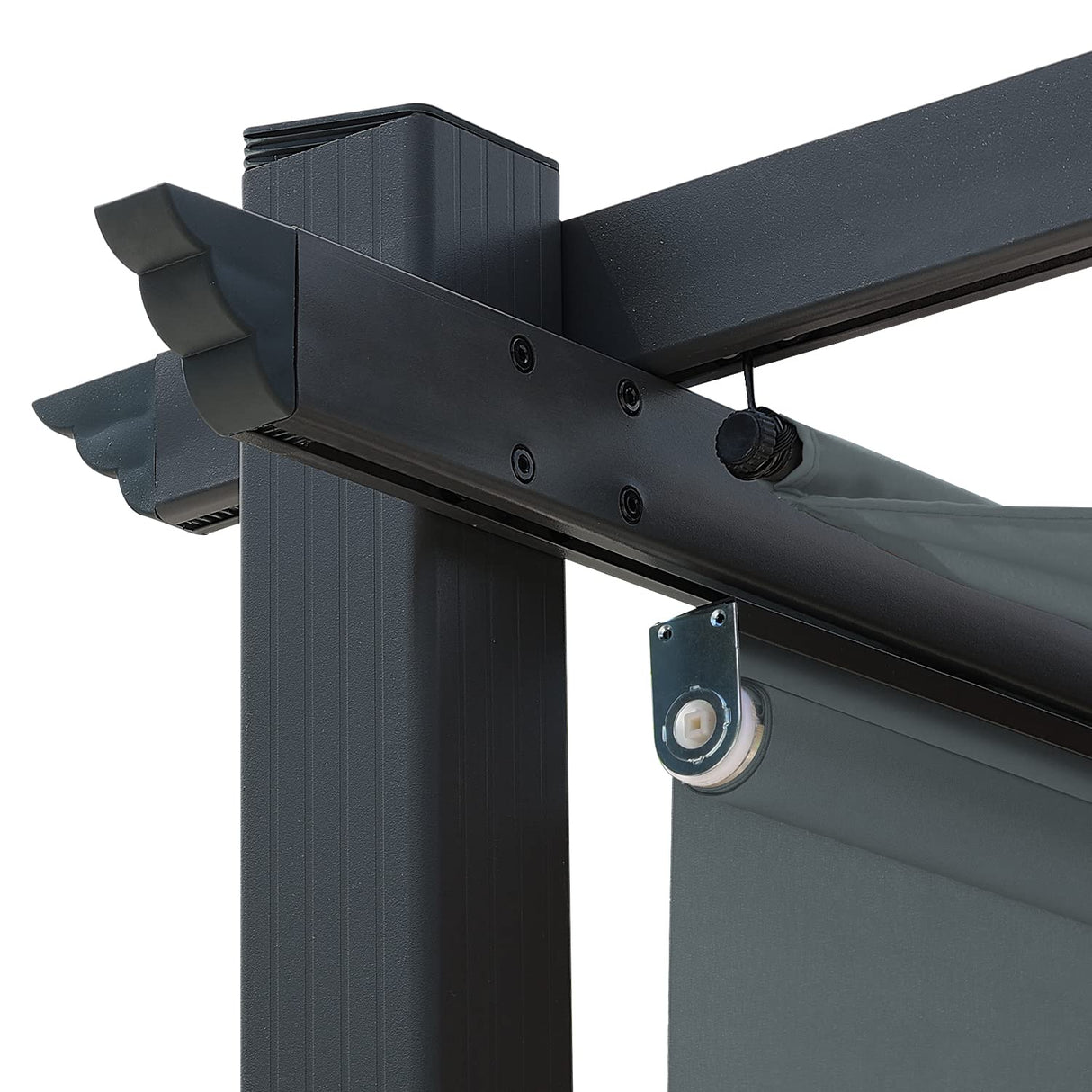 Aoodor 13 x 10 FT Outdoor Pergola with Retractable Shade Canopy, Dark Gray Matte Aluminum Frame, 4 Pieces Roller Shade Curtain, Grape Trellis Pergola for Patio Backyard and Deck - Dark Gray Aoodor