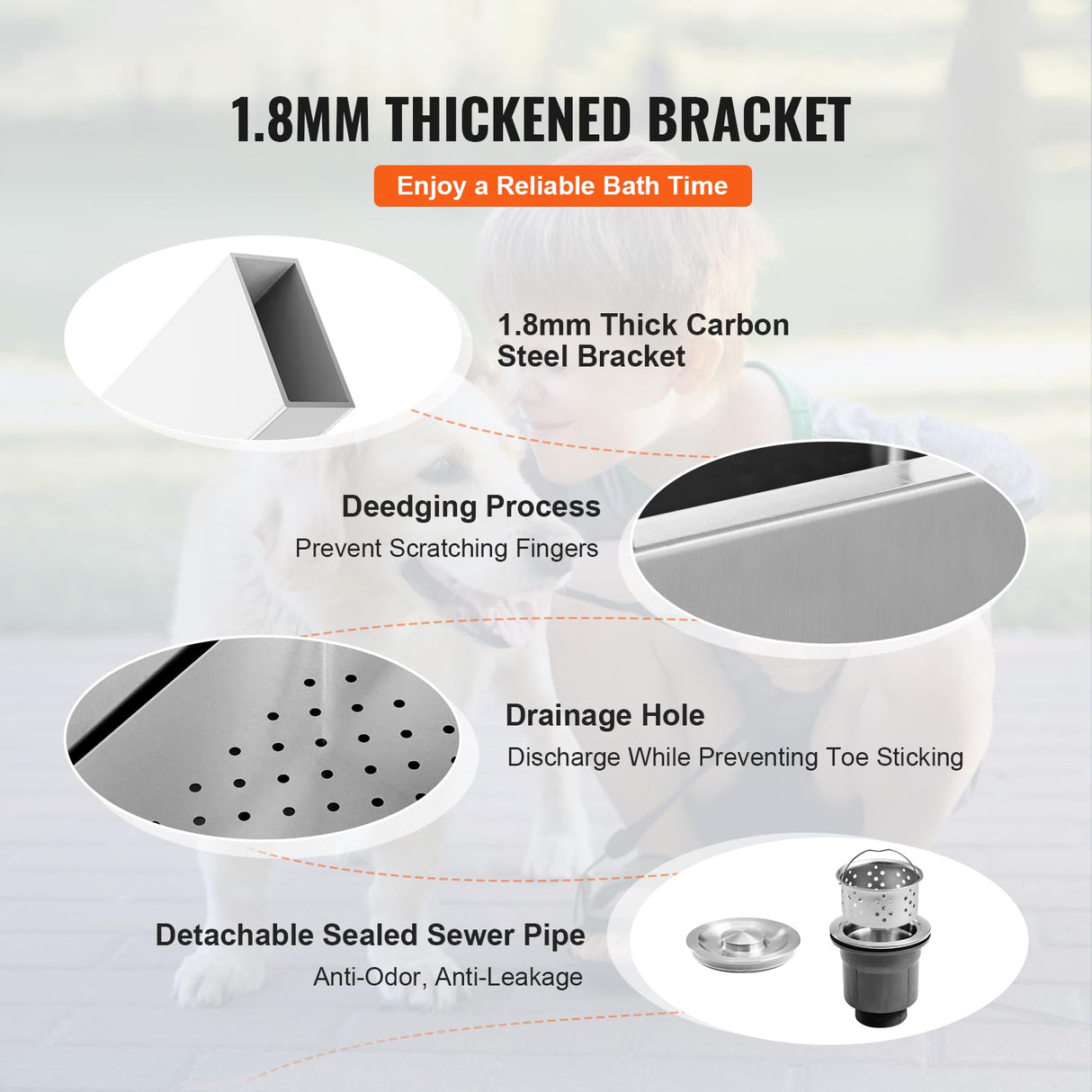 Happybuy 50" Pet Dog Bathing Station with Electric Height Adjustment, Stainless Steel Dog Grooming Tub with Soap Box, Faucet, Accessories, Bathtub for Multiple Pets, Home Washing Sink (Right Side) Happybuy