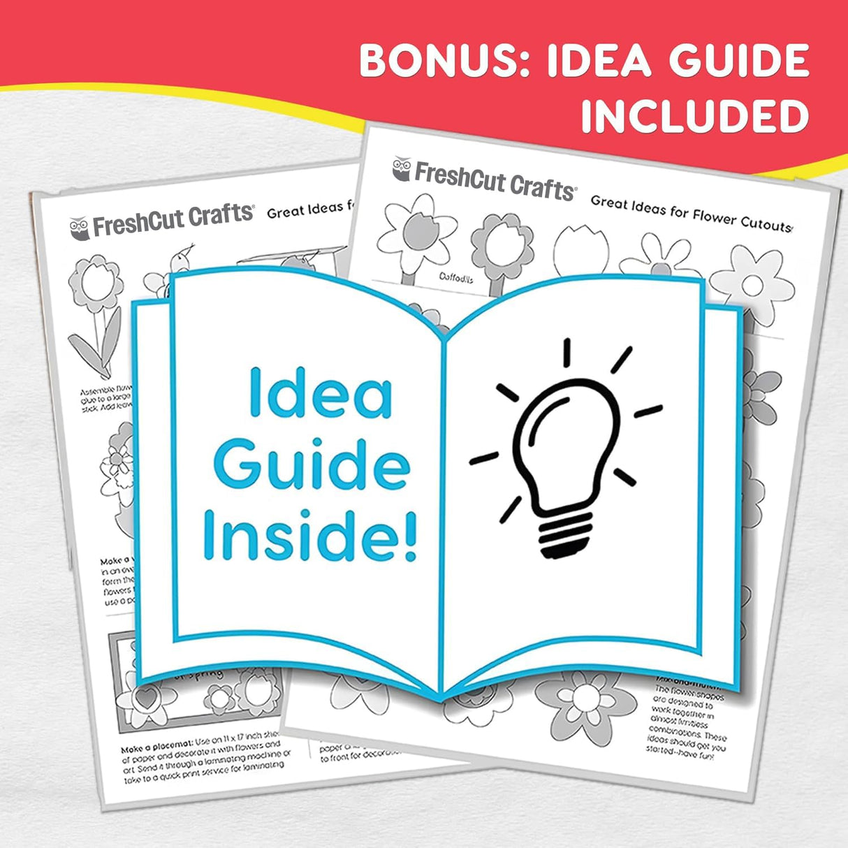 FreshCut Crafts: 280 Pieces of DIY Flower Cutouts with IDEA Guide - 2-Sided Punch Out Tulips, Daisies, Daffodils, Flowers Ideal for Spring Craft Projects, and Mother's Day DIY Gift Craft FreshCut Crafts