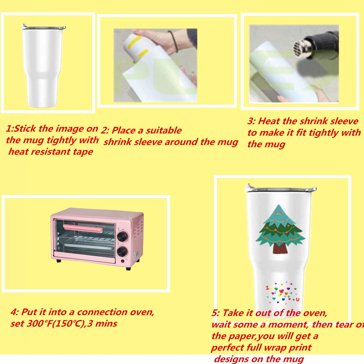 80 Pieces Sublimation Shrink Wrap Sleeves Heat Transfer Shrink Wraps White Shrink Wrap Tube Bands Blank Sublimation Sleeves for Mugs Cups Tumblers, 2 Different Sizes, 5 x 10 Inch, 7 x 11.4 Inch alblinsy